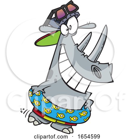 Cartoon Beach Rhino in Summer Time by toonaday