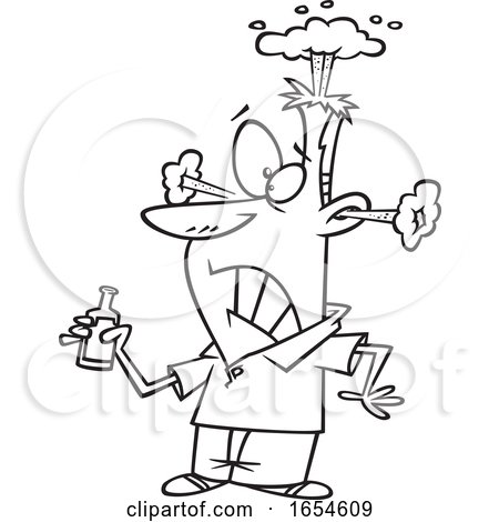 Cartoon Lineart Man Steaming After Trying Hot Sauce by toonaday