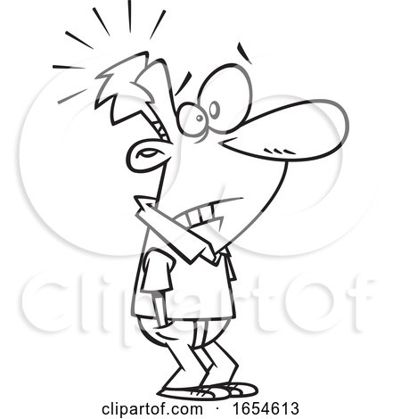Cartoon Lineart Nervous Man by toonaday