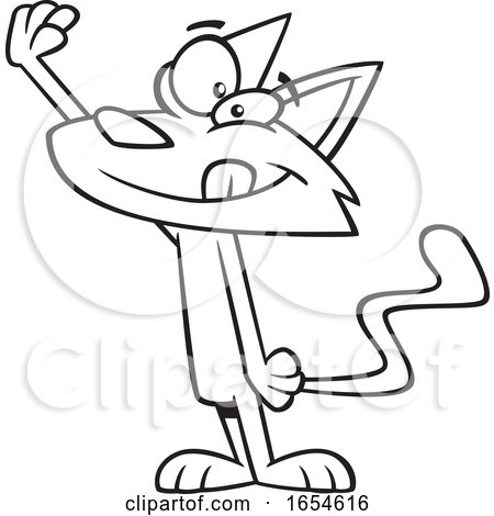 Cartoon Lineart Cat Giving a High Five by toonaday