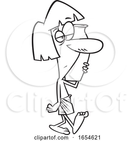 Cartoon Lineart Egyptian Carrying a Vase by toonaday