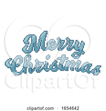 Merry Christmas 8 Bit Pixel Art Video Game Style by AtStockIllustration