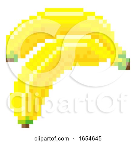 Banana Pixel Art 8 Bit Video Game Fruit Icon by AtStockIllustration