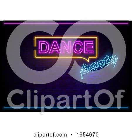 Neon Dance Party Sign by dero