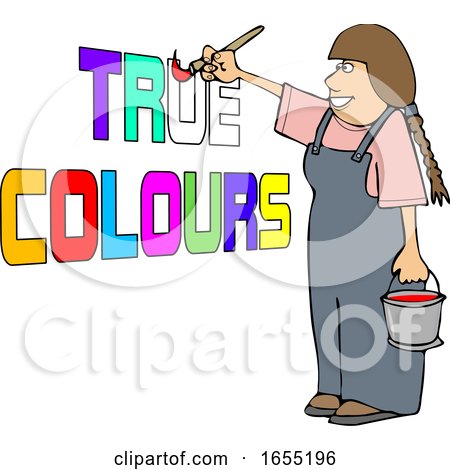 Cartoon Happy Female Painter Painting True Colors by djart