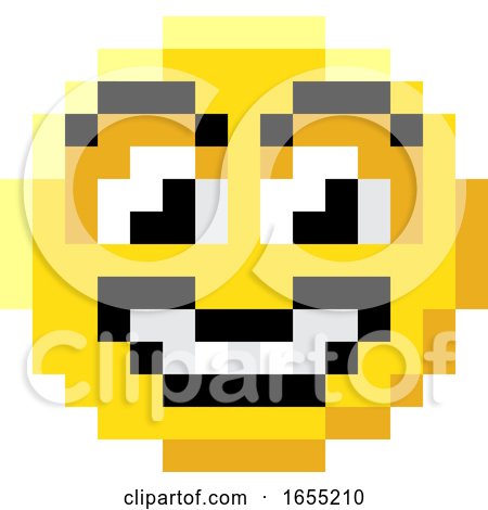 Emoticon Face Pixel Art 8 Bit Video Game Icon by AtStockIllustration