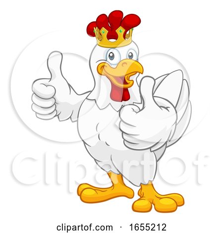 King Chicken Rooster Cockerel Bird Crown Cartoon by AtStockIllustration