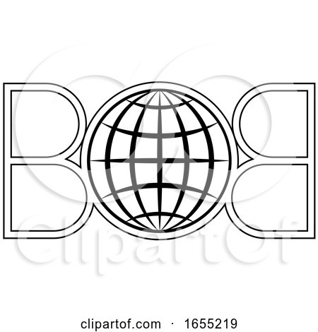 Black and White Letter B and Globe Logo by Lal Perera