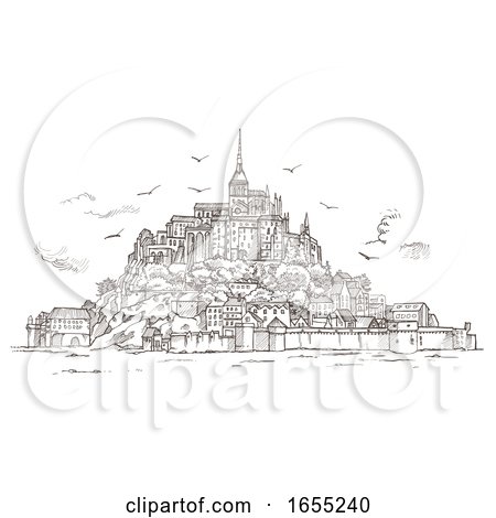Le Mont Saint Michel Normandy France Sketch by Domenico Condello
