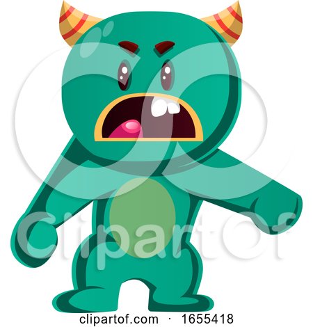 Green Monster Is Angry with You Vector Illustration by Morphart Creations
