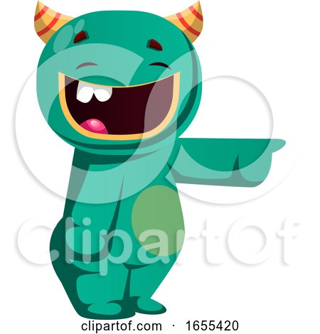 Green Monster Laughing at Somebody Vector Illustration by Morphart Creations