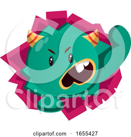 Angry Green Monster Vector Illustration by Morphart Creations