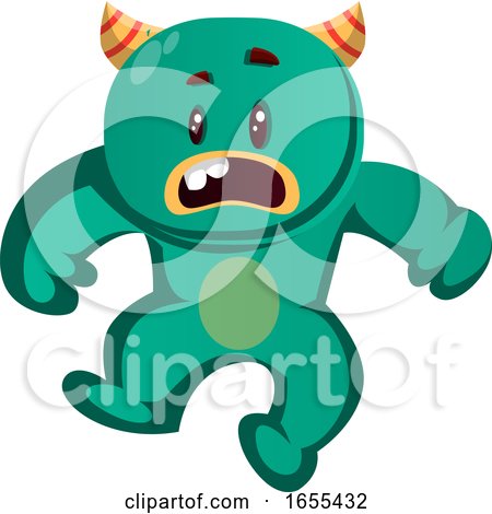 Green Monster Is Suprised Vector Illustration by Morphart Creations