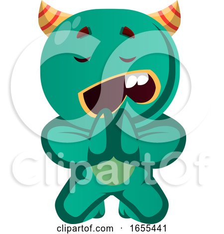 Green Monster Begging Vector Illustration by Morphart Creations