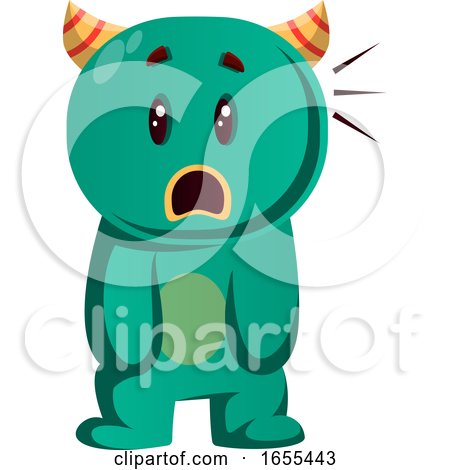 Green Monster Can't Believe What Is Happening Vector Illustration by Morphart Creations