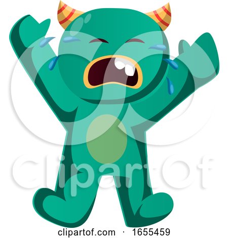 Green Monster Crying Vector Illustration by Morphart Creations