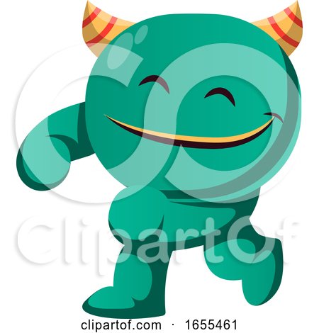 Satisfied Green Monster Vector Illustration by Morphart Creations