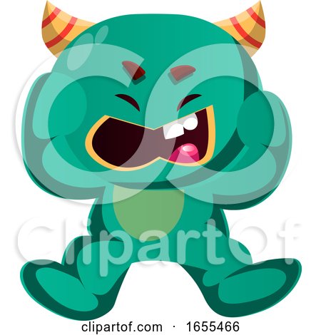 Angry Green Monster Vector Illustration by Morphart Creations