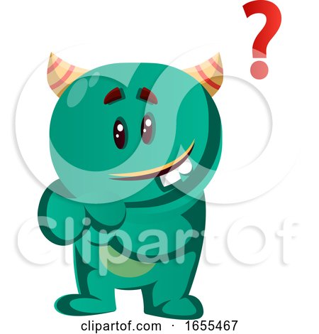 Confused Green Monster Vector Illustration by Morphart Creations