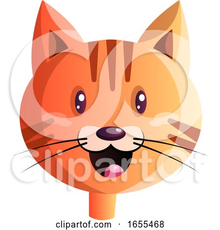 Happy Red Cartoon Cat Vector Illustration by Morphart Creations