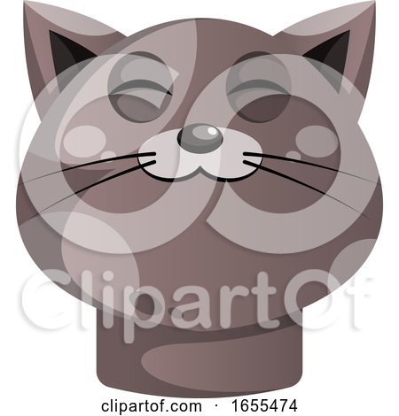 Cartoon Grey Cat Vector Illustration on White Backgorund by Morphart Creations