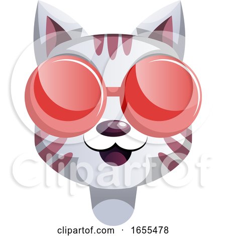Cartoon Cat with Red Sunglasses Vector Illustration by Morphart Creations
