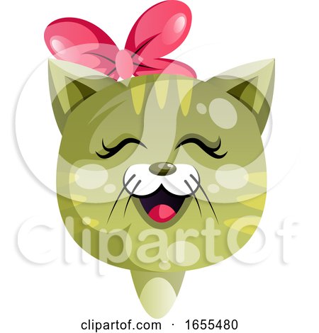Cartoon Cat with Tie on Her Head Vector Illustration by Morphart Creations