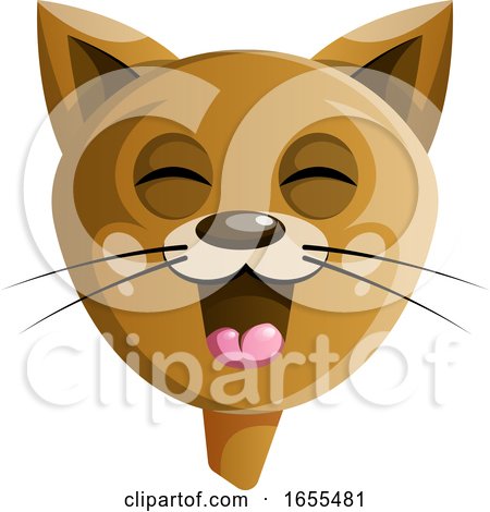 Brown Cartoon Happy Cat Vector Illustration by Morphart Creations