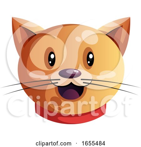 Smiling Cartoon Orange Cat Vector Illustration by Morphart Creations