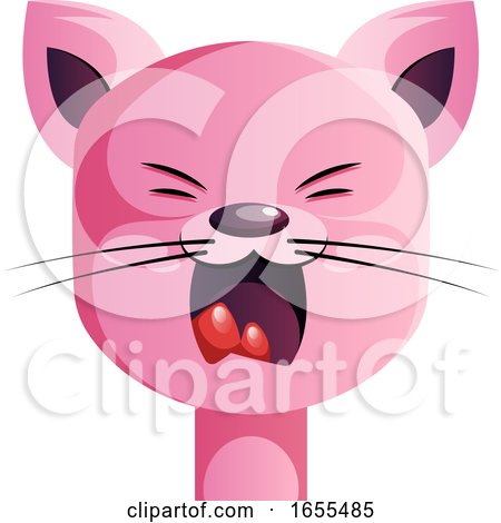 Angry Pink Cartoon Cat Vector Illustration by Morphart Creations