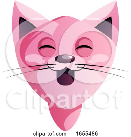 Happy Pink Cartoon Cat Vector Illustration by Morphart Creations