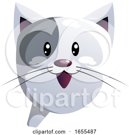Happy Grey Cartoon Cat Vector Illustration by Morphart Creations