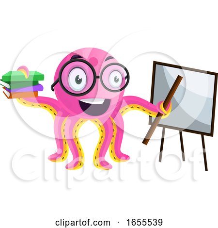 Teacher Octopus Holding a Lesson Illustration Vector by Morphart Creations