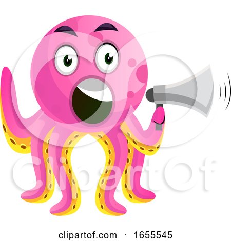 Octopus with a Speakerphone Illustration Vector by Morphart Creations