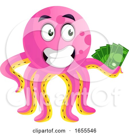 Octopus Hodling Money Illustration Vector by Morphart Creations