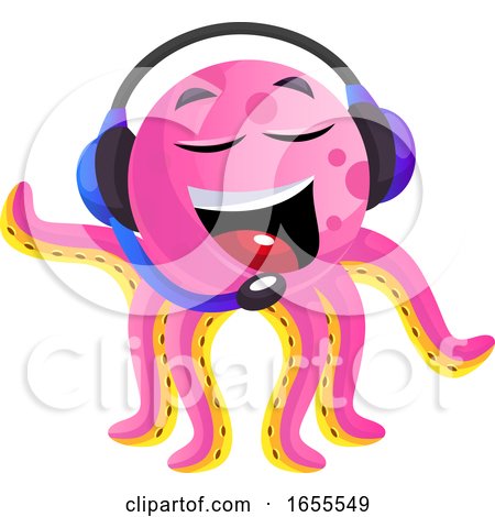 Pink Octopus Operator Illustration Vector by Morphart Creations