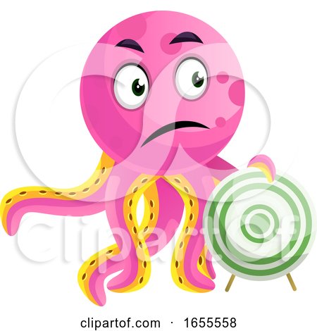 Pink Octopus Holding a Target Illustration Vector by Morphart Creations