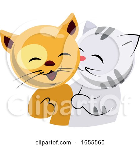 Yellow and White Cat in Love Illustration Vector by Morphart Creations
