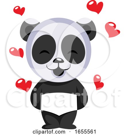 Little Panda Bear in Love Illustration Vector by Morphart Creations