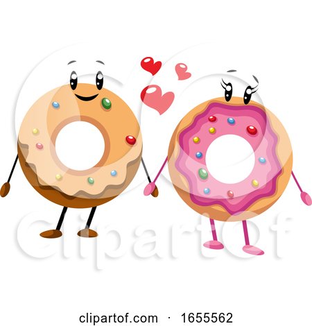 Couple of Donut in Love Illustration Vector by Morphart Creations