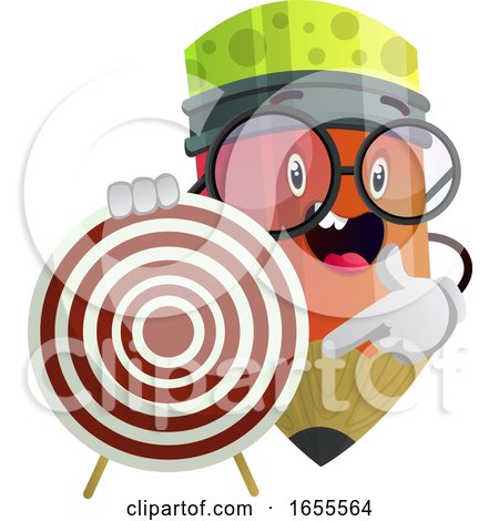Ped Pencil Holding Dartboard That Is Red and White Colored Illustration Vector by Morphart Creations