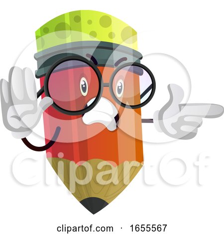 Angry Pencil Is Pointing at Something Illustration Vector by Morphart Creations
