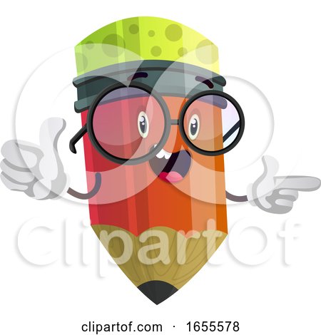 Red Pencil Is Holding Thumbs up and Pointing at Something Illustration Vector by Morphart Creations