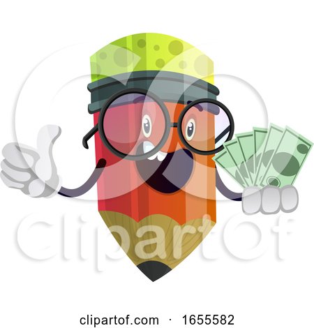 Red Pencil Has Some Money in His Hands Illustration Vector by Morphart Creations