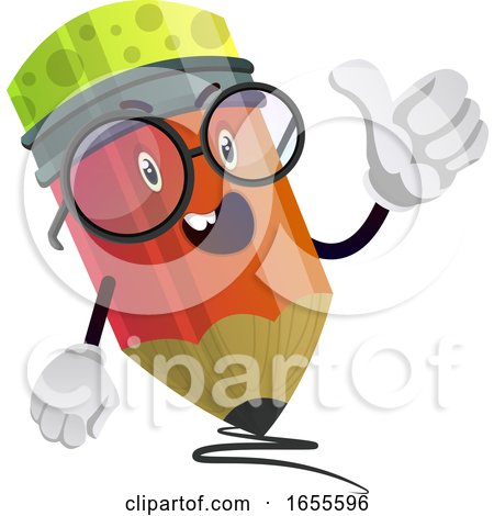 Red Pencil Giving Thumbs up Illustration Vector by Morphart Creations