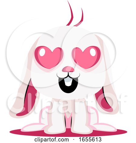 White Bunny in Love Illustration Vector by Morphart Creations