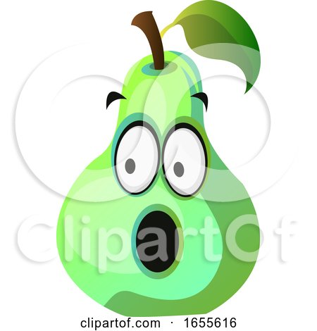 Amazed Pear Cartoon Face Illustration Vector by Morphart Creations