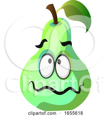 Green Pear Cartoon Face Sick Illustration Vector by Morphart Creations