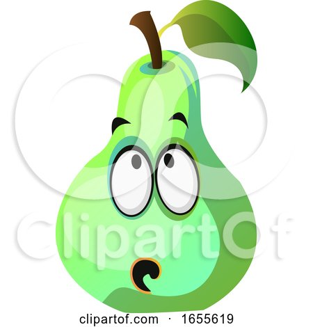 Green Pear Cartoon Face Thinking Illustration Vector by Morphart Creations