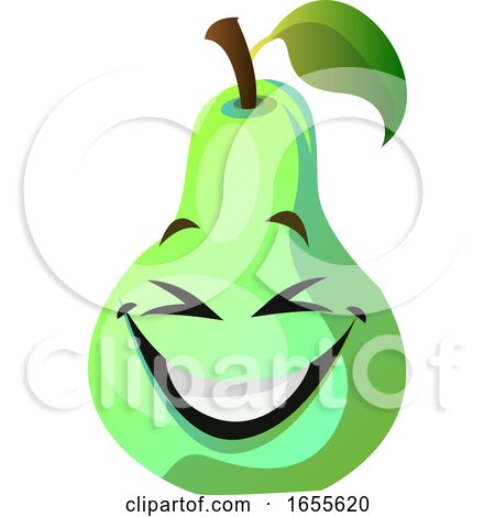 Green Pear Cartoon Face Laughing Illustration Vector by Morphart Creations